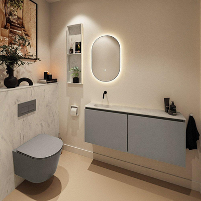 MONDIAZ TURE-DLUX 120cm toiletmeubel Smoke. EDEN wastafel Opalo positie links. Zonder kraangat.
