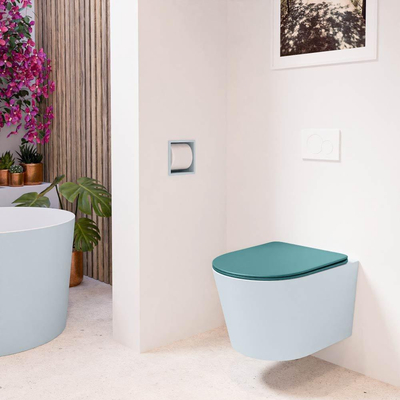 MONDIAZ LAVIE wandclosetpack - 36x53cm - diepspoel - rimless - clay (blauw) - softclose - quick-release - toiletzitting - Smag (blauw)