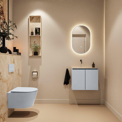 MONDIAZ TURE-DLUX 60cm toiletmeubel Clay. EDEN wastafel Frappe positie links. Zonder kraangat.