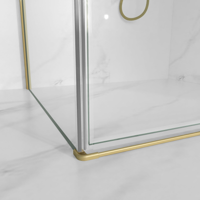 Fortifura Galeria Douchecabine - 100x90x200 - Profiel - veiligheidsglas - anti kalk - Geborsteld Messing PVD (Goud)