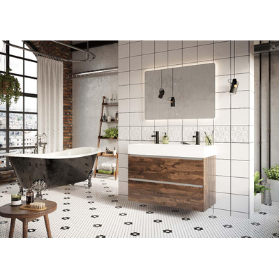 HR badmeubelen Infinity XXL Wastafelonderkast - 80x44.8x65cm - 2 lades - greeploos met aluminium greeplijst - petrol mat