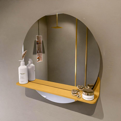 Mondiaz SPOT Badkamerspiegel - rond 60cm - spiegelplanchet - kleur Ocher