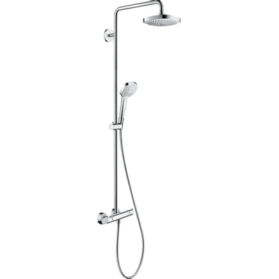 Hansgrohe Croma Select E 180 2jet showerpipe: met Ecostat Comfort douchekraan thermostatisch met Croma Select E Multi handdouche en 2jet hoofddouche wit/chroom