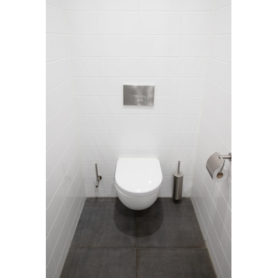 QeramiQ Push metal Bedieningsplaat RVS look met rechthoek dualflush frontbediening voor Geberit UP320 inbouwreservoir