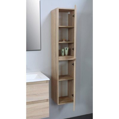 Adema Bella hoge kast greeploos 2 deuren 145x30x30cm Eiken Flat Pack