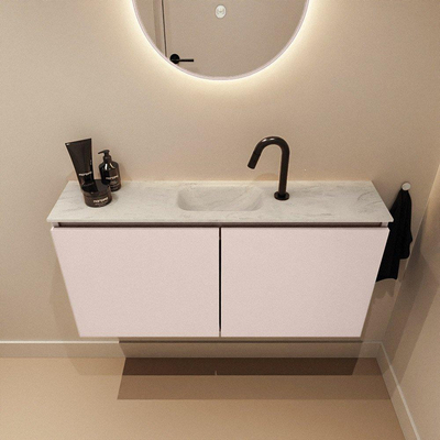 MONDIAZ TURE-DLUX 100cm toiletmeubel Rosee. EDEN wastafel Opalo positie midden. Met 1 kraangat.