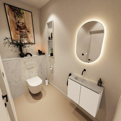 MONDIAZ TURE-DLUX 60cm toiletmeubel Talc. EDEN wastafel Opalo positie links. Zonder kraangat.
