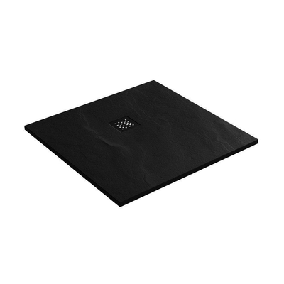 BRAUER Relievo Crag Douchebak 90x90cm antislip antibacterieel mineraalmarmer mat zwart