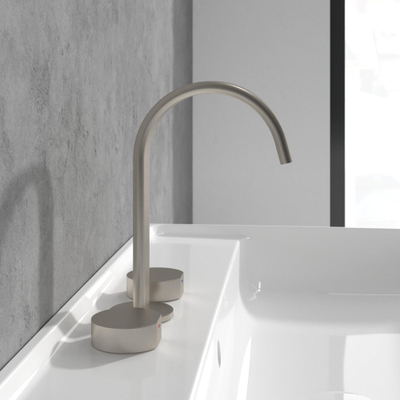 Villeroy & Boch Dawn Driegats wastafelkraan - Matt Brushed Nickel (RVS)
