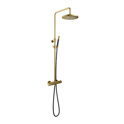 Hotbath Cobber X SDS9 thermostatische regendoucheset met 30cm ronde hoofddouche staafhanddouche messing geborsteld PVD