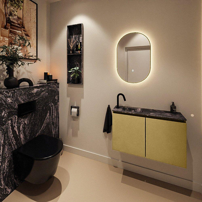 MONDIAZ TURE-DLUX 80cm toiletmeubel Oro. EDEN wastafel Lava positie links. Met 1 kraangat.