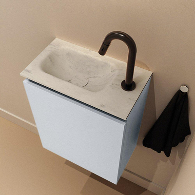 MONDIAZ TURE-DLUX 40cm toiletmeubel Clay. EDEN wastafel Opalo positie links. Met 1 kraangat.