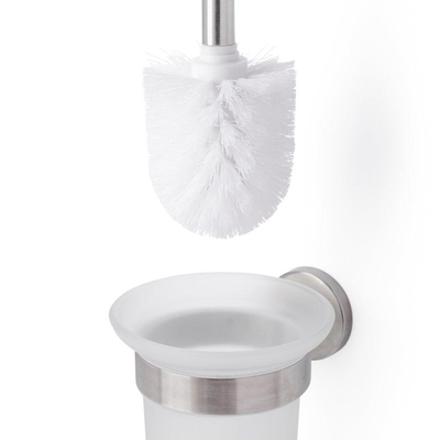 Wiesbaden 304 toiletborstel met houder mat glas/RVS OUTLETSTORE