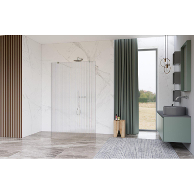 Fortifura Galeria Vrijstaande Inloopdouche - 120x200cm - Helder geribbeld - antikalk - 8mm veiligheidsglas - wandsteunen - Chroom