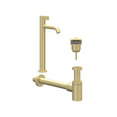 IVY Fonteinset - opbouw - verhoogd - always open plug - Geborsteld mat goud PVD