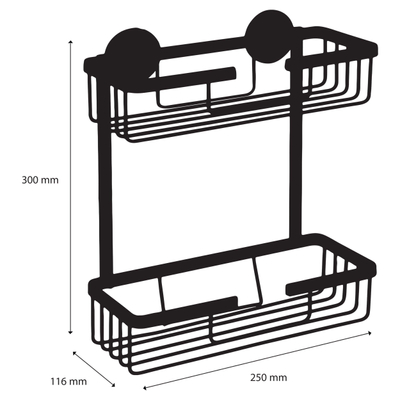 Differnz Draadmand 2-laags rechthoek zonder boren aluminium 25 x 11.6 x 30 wit