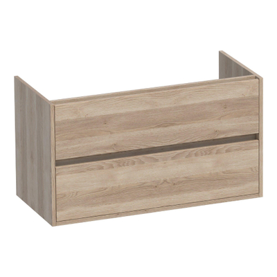 BRAUER Adore wastafelonderkast - 100x46x55cm - 2 softclose lades - greeploos - 1 sifon uitsparing - Sunlit