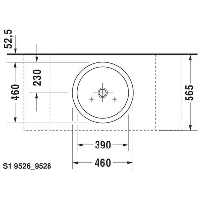 Duravit Starck 1 opzetwastafel 46x46cm zonder kraangat geslepen wit