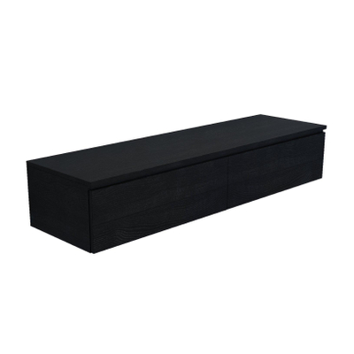 Arcqua Living Onderkast - 140x46x30cm - 2 lades - greeploos - gemelamineerd spaanplaat - oak black