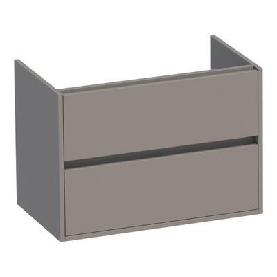 BRAUER Nexxt Wastafelonderkast 80x46x55cm 2 greeploze softclose lades 1 sifonuitsparing MDF mat taupe met Tide topblad 80 mat wit SHOWROOMMODEL