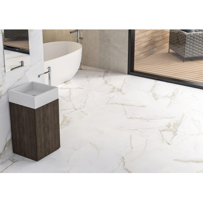 Cifre Ceramica Diamond Gold wand- en vloertegel - 75x75cm - 10mm - Vierkant - gerectificeerd - Natuursteen look - Wit mat