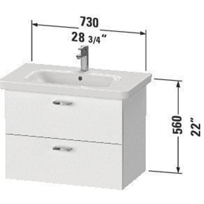 Duravit XBase Wastafelonderkast 73x44.8x56cm Standaard greep met softclose spaanplaat Grafiet Mat