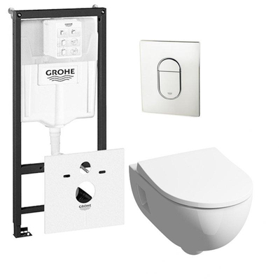 Geberit 300 basic toiletset inclusief Grohe inbouwreservoir en Grohe Arena bedieningsplaat chroom