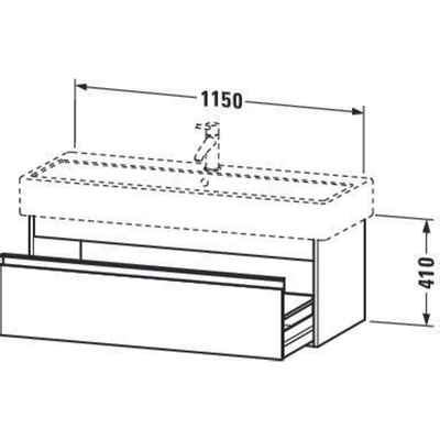 Duravit Ketho Wastafelonderkast 115x44x41cm 1 lade Standaard greep met softclose spaanplaat Basalt Mat