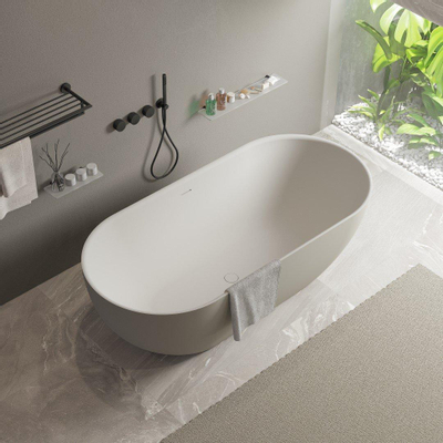 Ideavit Solidera Vrijstaand bad - 170x80x55cm - Solid surface - Ovaal - Mat Grijs
