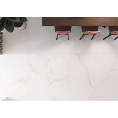 Cifre Ceramica Diamond Gold wand- en vloertegel - 60x60cm - 10mm - Vierkant - gerectificeerd - Natuursteen look - Wit glans - RESTPARTIJ 5,18M2 - OUTLET UDEN