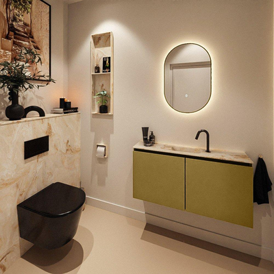 MONDIAZ TURE-DLUX 100cm toiletmeubel Oro. EDEN wastafel Frappe positie midden. Met 1 kraangat.