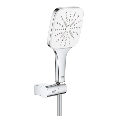 GROHE Rainshower SmartActive 130 Cube Handdoucheset - 3 straalsoorten - vierkant - met houder - verstelbaar - gladde slang - 150cm - chroom/moon white