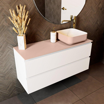 Mondiaz TOP 30 Topblad - 110x30x0.9cm - geschikt voor afdekplaat - Solid surface - Rosee