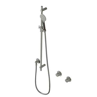 Hotbath Cobber glijstang 90cm met wandaansluitbocht 150cm doucheslang en ronde handdouche nikkel geborsteld
