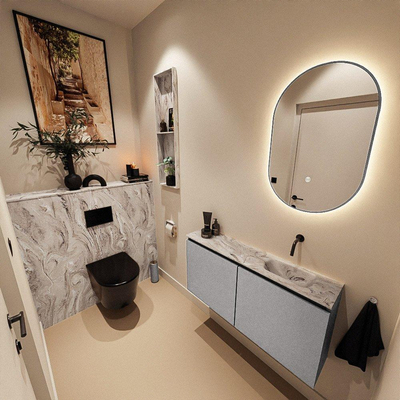 MONDIAZ TURE-DLUX 100cm toiletmeubel Plata. EDEN wastafel Glace positie rechts. Zonder kraangat.