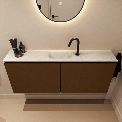 MONDIAZ TURE-DLUX 120cm toiletmeubel Rust. EDEN wastafel Ostra positie midden. Met 1 kraangat.