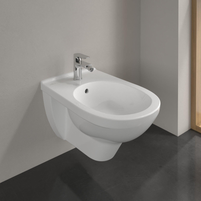 Villeroy en Boch O.novo wandbidet met overloop 1 kraangat wit