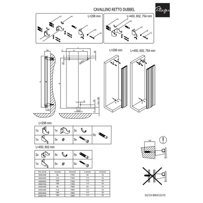 Plieger Cavallino Retto designradiator verticaal dubbel middenaansluiting 1800x450mm 1162W donkergrijs structuur