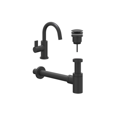 IVY Fonteinset - opbouw - draaibare uitloop - always open plug - Mat zwart PED