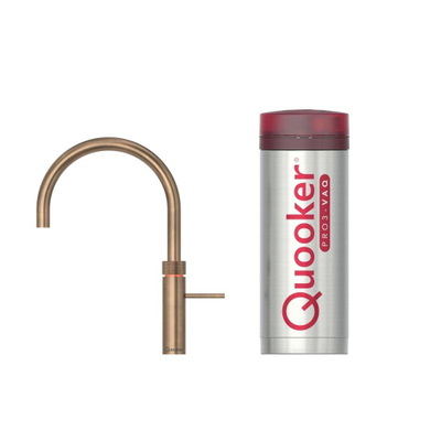 Quooker Fusion Round kokendwaterkraan - draaibare uitloop - PRO3 reservoir - Warm / kokend water - Messing Patina (Goud)