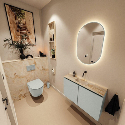 MONDIAZ TURE-DLUX 80cm toiletmeubel Greey. EDEN wastafel Frappe positie midden. Zonder kraangat.