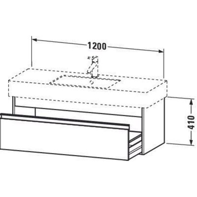 Duravit Ketho Wastafelonderkast 120x45.5x41cm 1 lade Standaard greep met softclose spaanplaat Basalt Mat