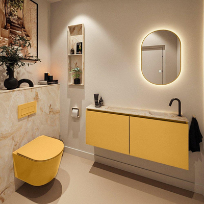 MONDIAZ TURE-DLUX 120cm toiletmeubel Ocher. EDEN wastafel Frappe positie rechts. Met 1 kraangat.