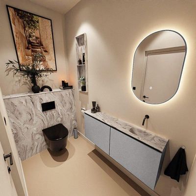 MONDIAZ TURE-DLUX 120cm toiletmeubel Plata. EDEN wastafel Glace positie rechts. Zonder kraangat.