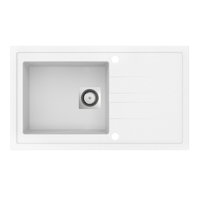 GO by Van Marcke Molto inbouwspoeltafel composiet met 1 bak met afdruip 860 x 500 mm met vierkante manuele plug omkeerbaar wit OUTLETSTORE