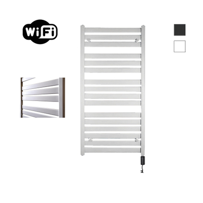 Sanicare HVW - Moda electrische WifiRadiator - 120x60cm - mat wit met thermostaat zwart - rechtsonder
