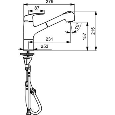 Hansa Hansapinto keukenkraan met uittrekbare handdouche 2-stralig uitloop 120° draaibaar 23.1cm chroom