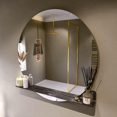 Mondiaz SPOT Badkamerspiegel - rond 110cm - spiegelplanchet - kleur Lava