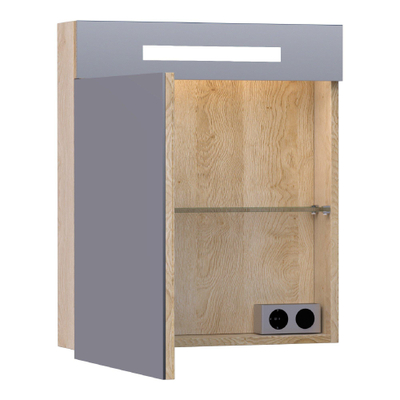 BRAUER Promise spiegelkast - 60x70x15cm -- met directe verlichting 1 linksdraaiende enkelzijdige spiegeldeur Sunlit