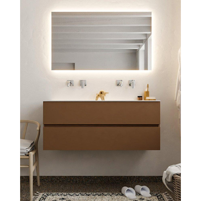 MONDIAZ VICA Badkamermeubelset - 120cm - 2 lades - wasbak Cloud dubbel - 0 kraangaten - solid surface rust